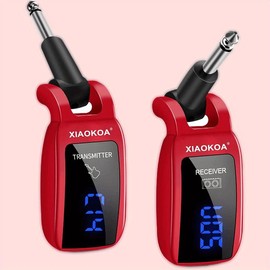 Wireless Guitar System UHF Wireless Transmitter Receiver for Electric Guitar Bass Acoustic Guitar, Portable Guitar Accessories:_Red_one size