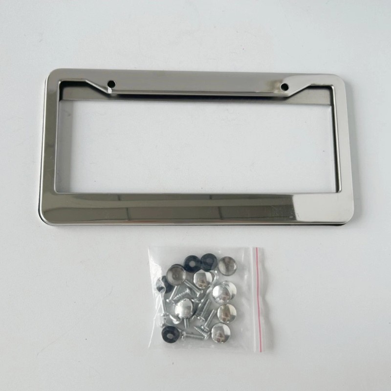 Chrome Stainless Steel Metal License Plate Frame Tag Cover With