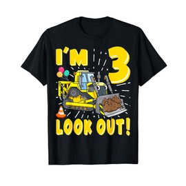 3rd Birthday Boys Construction Truck Bulldozer 3 Years Old T-Shirt