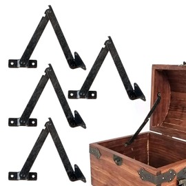 Support Hinge, Folding Hinge, Folding Support Hinge, Set of 4, Hinge Fixers, Lid Hinges, Furniture, Decorative, Cupboard, Furniture Repair, Metal Fittings, 180° Rotation, Length 7.3 inches (187 mm),