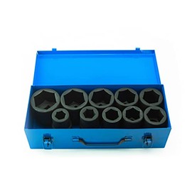 VCT 1" Drive Deep Impact Socket Set, SAE, CrV, 6-Point, 7/8" - 2", 10-Sockets