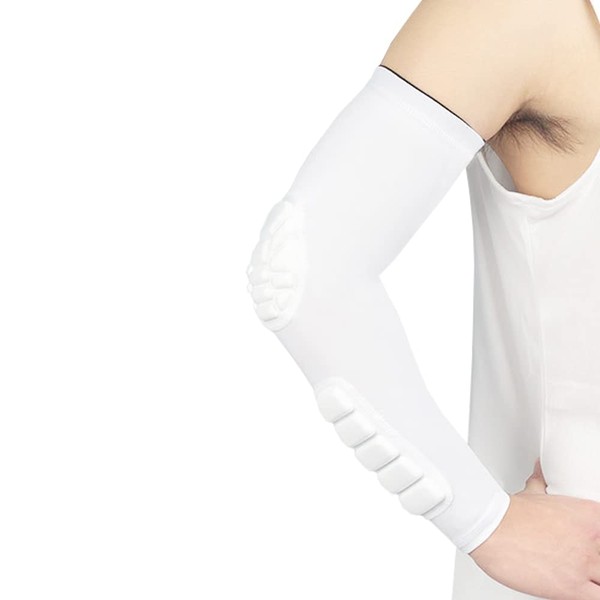 Padded sleeves, compression basketball sleeves, elbow pads, 1 piece, White