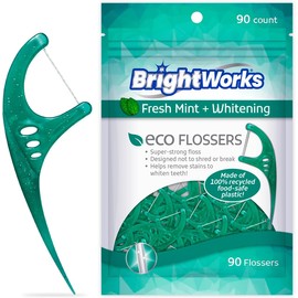 ECO Sustainable Floss Picks – 270 Count – PFAS-Free, Made in the USA, 100% Post-Consumer Recycled Plastic, Strong Mint-Flavored Floss with Micro-Crystals