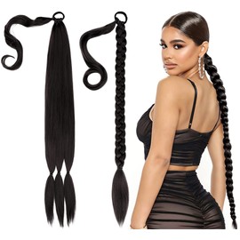 Fahibin Braid Ponytail Extension, Ponytail Extension with Scrunchie, Ponytail Extension with Scrunchie for Crochet Twist Braiding Hairstyle