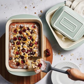 Tramontina Mae 3-Piece Ceramic Porcelain Baking Pans Set, Non Stick Casserole Dishes for Oven, Rectangular Bakeware for Lasagna, Cakes and Loafs (Mint)