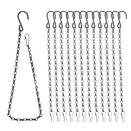 CHENGCKJ Pack of 12 Chains for Hanging 42 cm Black Metal Chain Hanging Basket Chains Flower Pot Chain with Hook Clips for Bird Feeder Wind Chimes Planters Lanterns Decoration