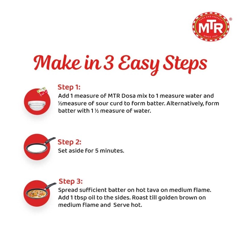 MTR Instant Mix Ready to Cook Indian Breakfast Meal Dosa