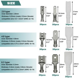 LUORNG 270-Pieces Wire Crimp Terminal Kit Male and Female Spade Quick Connector Nylon Insulated Sleeving Kit for Electrical Wiring and Car Audio Speaker