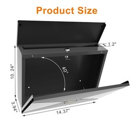 Nobilsteel Wall Mount Mailbox, Mailbox with Lock and Keys, Weatherproof Mailboxes for Outside The House, 10.24H x 14.37L x 3.94W Inches (Slate)