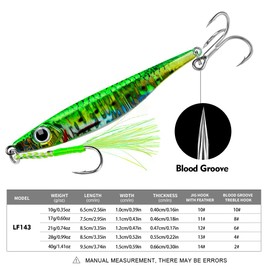 Sunlure Saltwater Fishing Jigs - Jig Fishing Vertical Jig Speed Slow Pitch Jigging Spoon Hard Bass Fishing Lure - Blade Baits Lures with Assist Hook Paillette Artificial Fishing Lures 5pcs/Set 1/3oz