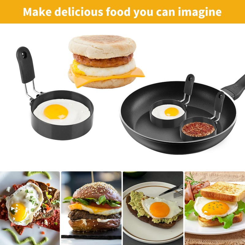 YKUKIZEE 6 Pack Egg Rings for Frying 3.5 Inch, Round