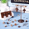 PandaHall 30pcs Resin Wood Stud Earrings, 10mm Flat Round Wooden