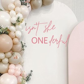 CANTLY Isn't She Onederful Decal - Baby 1st Birthday Party Decoration Supplies, First Birthday Party Wall Stickers, Baby Shower Party Supplies, Anniversary Photo Shoot Background Props