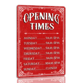 Opening Times Tin Sign Funny Christmas Metal Signs Retro Santa Sign Christmas Wall Art Decor For Home Cafe Shop 8x12 Inch
