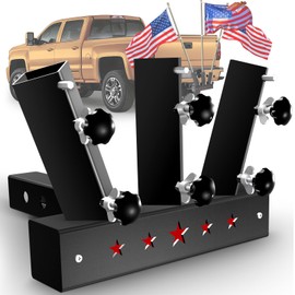 VKU Flag Pole Hitch Mount for Truck, 3 Flag Pole Holder Universal for Standard 2 inch Hitch Receiver Fits Truck Jeep SUV RV Trailer Pickup Camper for Thickened and Upgrade Square Version