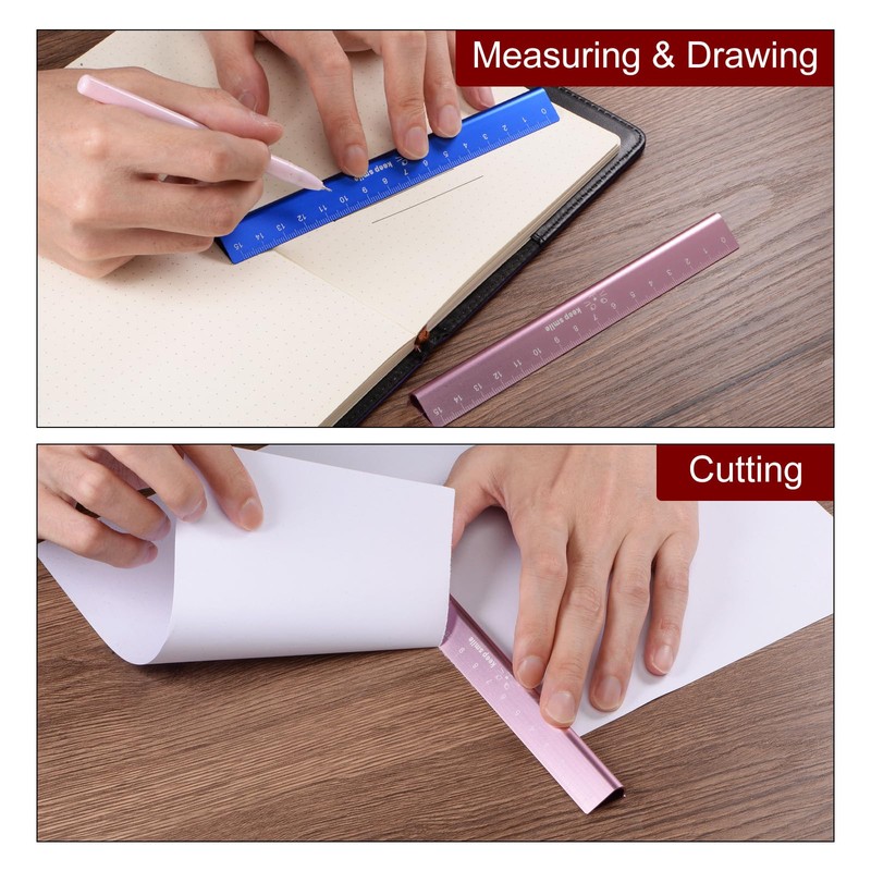 sourcing map Aluminum Hollow Scale Ruler 15cm Metric Triangular Metal