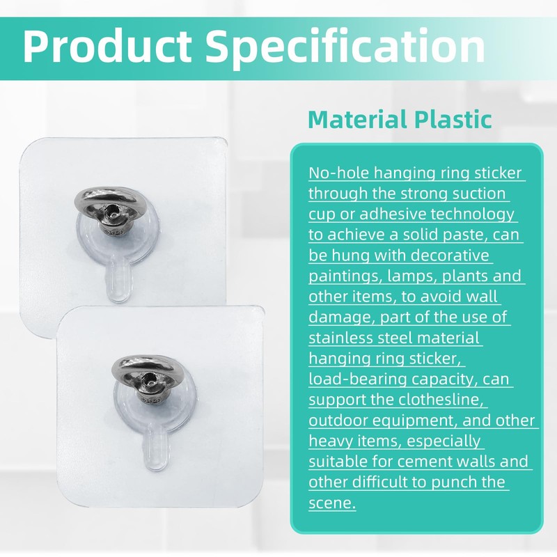 GLSJA 12 Pack 60mm Square M4 Loop Hooks - Adhesive