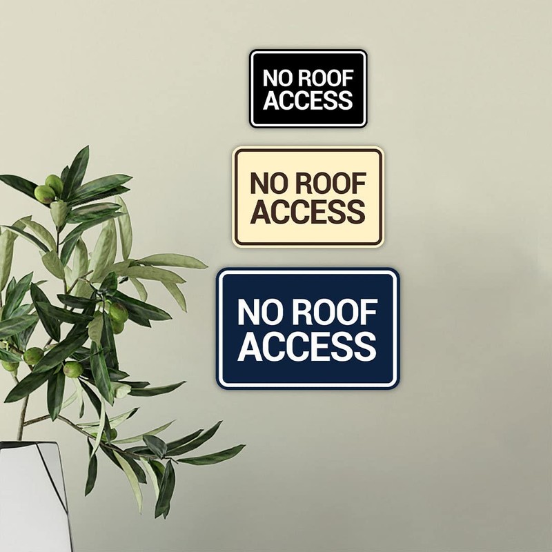 Signs ByLITA Classic Framed, No Roof Access Sign (Brushed Silver)