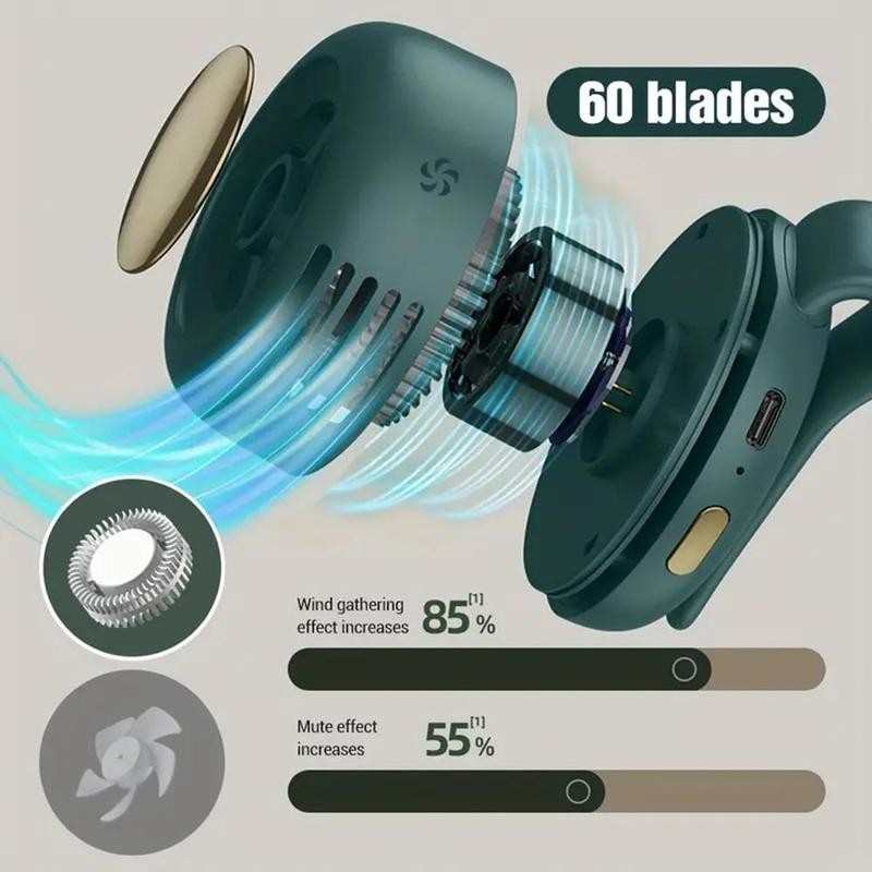 Portable Silent Mini Bladeless Electric Fan, Adjustable 3-speed Suspended Waist