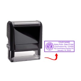 Notary Modern Journal, Self Inking Stamp, Black Pocket Seal Embosser, and Notary Public Desk Sign Bundle | Utah