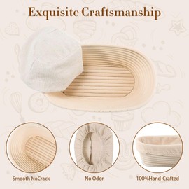 iFCOW 6 inch Banneton Bread Proofing Basket, 6pcs Oval Dough Proofing Bowl with Liner Natural Rattan Sourdough Bread Baking Basket for Home Bakers