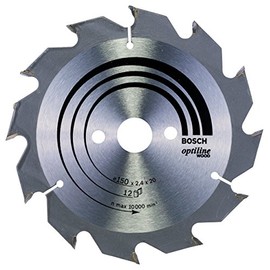 Bosch 2608641169 Optiline Wood Circular Hand Saw Blade, 150mm x 2.4mm x 20mm, 12 Teeth, Silver