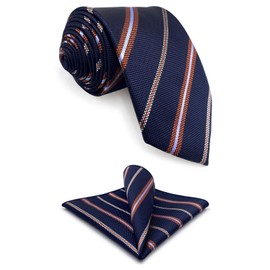 S&W SHLAX&WING Men's Necktie Set, Pocket Square Necktie, 57.9 inches (147 cm), Satin Weave, Formal, A97-SH