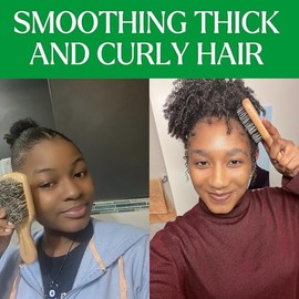GranNaturals Cepillo de pelo de cerdas duras para hombres y mujeres con cabello rizado grueso, cepillo pequeño de nailon rígido para alisar, ondas, ba