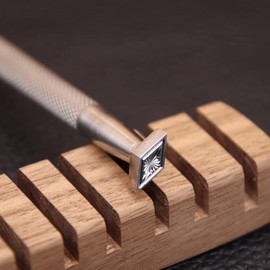 Singring Leather Stamps Diamond Lined Geometric Stamp Leather Stamping Tools in Stainless Steel 3D Geometric Pattern for DIY Leathercraft Carving Working (S)