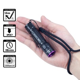 INNIGHTOOL E-H6 UV Flashlight 365nm led Black Light Professional Small AA Ultraviolet Blacklight for Resin Curing, Minerals, pet Urine, Scorpion Hunting
