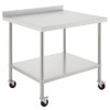 SPECRAFT Stainless Steel Prep Table with Wheels, 36" x 24",