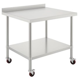 SPECRAFT Stainless Steel Prep Table with Wheels, 36" x 24", Adjustable Undershelf, 440lbs Capacity, Heavy Duty Work Table for Kitchen, Restaurant, Garage
