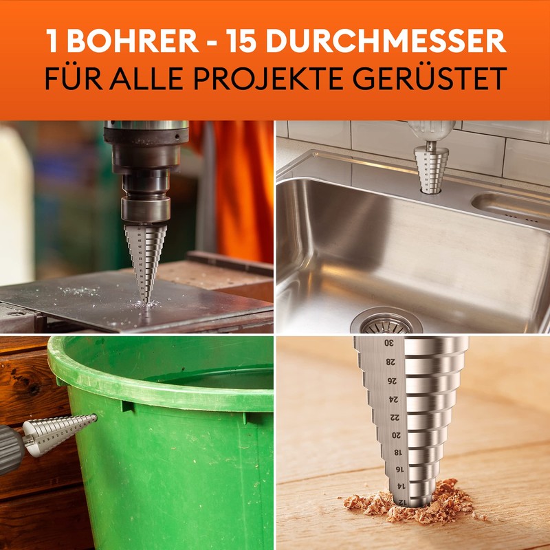 MEISTERGRIFF® Step Drill [15 Steps | Diameter 4-32 mm] for