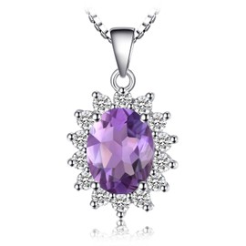 Jewelrypalace Pendant Necklace 925 Sterling Silver Chain, Sterling Silver, Violet