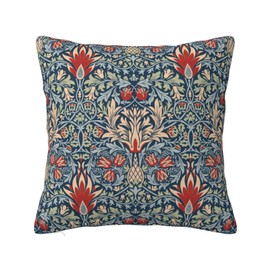 Keebik William Morris Pattern Throw Pillow Covers Decorative Outdoor Soft Pillowcases Home Decor Living Room Cushion Case for Bed Couch Car 18x18 Inch