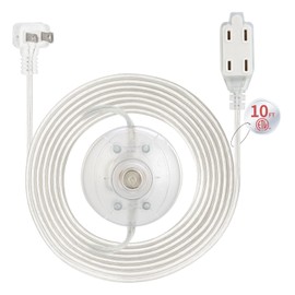 Zlierop Clear Extension Cord 10 FT, 3 Outlet Extension Cord with Switch, UL-Certified Flat Extension Cords 2×18 AWG 3A 125V, 2 Prong Extension Cords with Multiple Outlets for Christmas Decor (1 Pack)