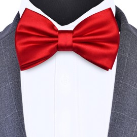 Branduce Red Bow Tie for Men Pre-tied Adjustable Silk Blend Bowties for Wedding Party (BB05-01)