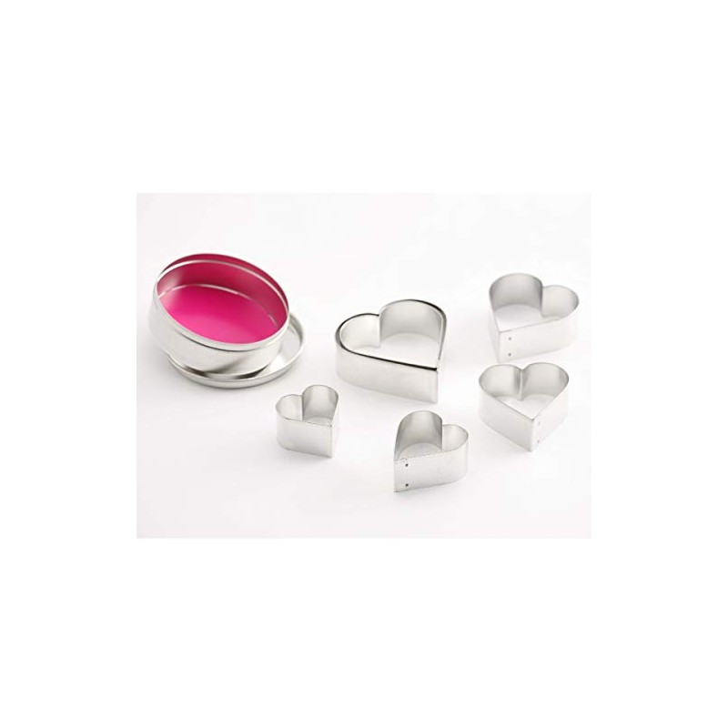 thermohauser Cookie Cutter Set (Stainless Steel) Heart, Wavy Edge, 6