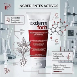 Exderm Fort Shampoo Anticada con Biotina Tratamiento Fortificante Estimula Crecimiento Capilar Reparador Dao Severo Control Grasa Cuero Cabelludo 200 