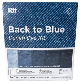 Rit Back to Blue Denim Dye Kit - Revive Your Faded Denim & Clothing - Complete Kit with Dye, ColorStay Fixative, and Gloves