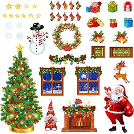 87 Pieces Christmas Cutouts Bulletin Board Decoration Winter Christmas Tree Santa Claus Snowman Wreath Fireplace Bulletin Board Seasonal Holiday Christmas Ornaments for Classroom School Home Office