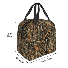 Autumn Camoflauge Print Lunch Bag for Women & Men, Insulated Lunch Box Cooler Tote Bags, Adult Reusable Lunch Boxes with Water Resistant for Work, Travel and Picnic