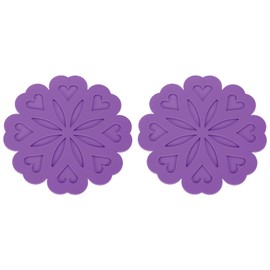 uxcell 2Pcs Silicone Trivet Mats, Flower Pattern Silicone Pad Hot Pad Pan Protectors Table Protector Heat Resistant Mat for Countertop, Hot Dishes, Hot Pots and Pans, Purple