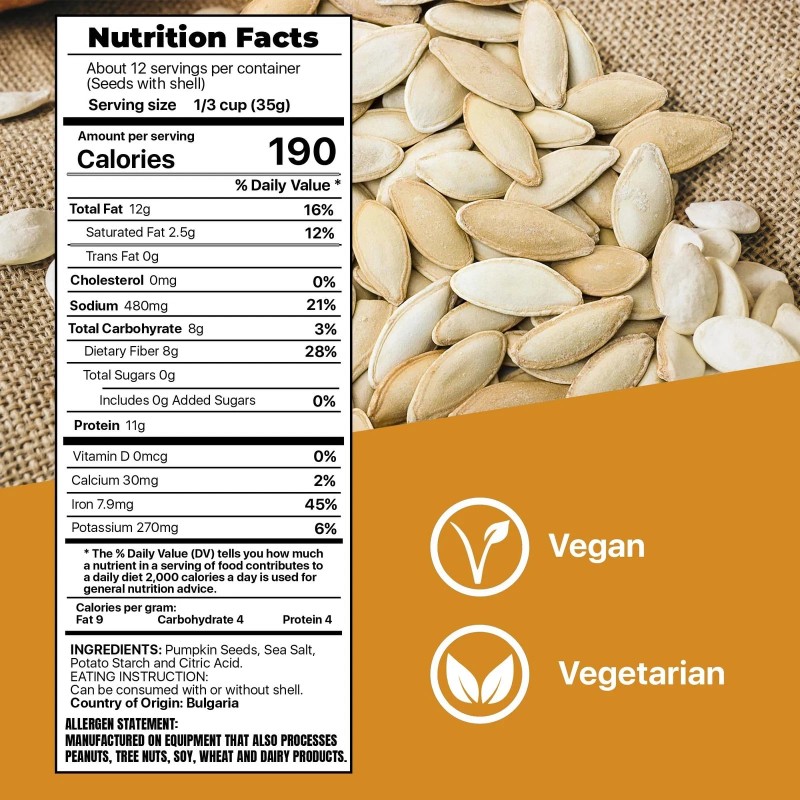 Premium Orchard ROASTED PUMPKIN SEEDS to Eat in Shell by