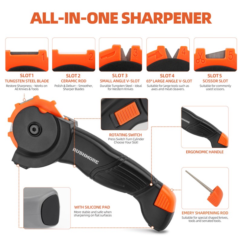 Rushmore 6-in-1 Garden Tool & Knife Sharpener – Carbide &