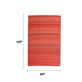 Fab Habitat Striped Outdoor Rug - Waterproof, Fade Resistant, Crease-Free, Reversible - Premium Recycled Plastic - Patio Porch Balcony Deck - Cancun Sunset - 8x10 ft