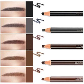 Eyebrow Pencil Professional Pencil Set, Brown, Dark Brown, Light Brown, Black, Grey, Removable, Waterproof (Pack of 5)