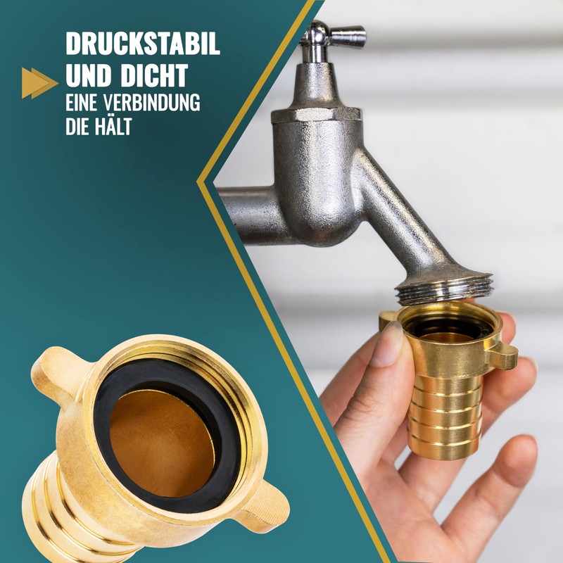 POPPSTAR Hose Connector 1 Inch Brass (Including Union Nut with