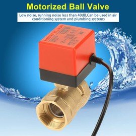 Motorized Ball Valve,Brass DC 12V G1-1/2 inch DN40 2 Way Low Noise Motorized Actuator Ball Valve Electric Threaded Valve for Air Conditioning System and Plumbing Systems ​