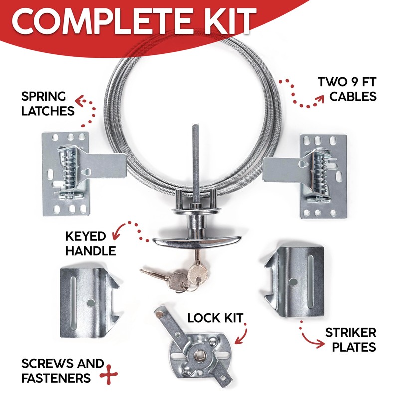 Garage Door Lock Kit, Complete Set with Spring Latch and